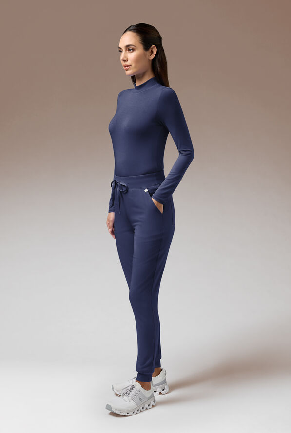 Hypothesis Inner K Women's STRETCH Long Sleeve Mock Neck Knit Underscrub - Navy - 2
