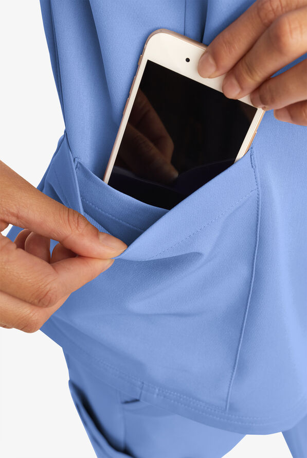 Butter-Soft Women's 6-Pocket V-Neck Scrub Top **Slightly IRREGULAR** - Ceil Blue - 6