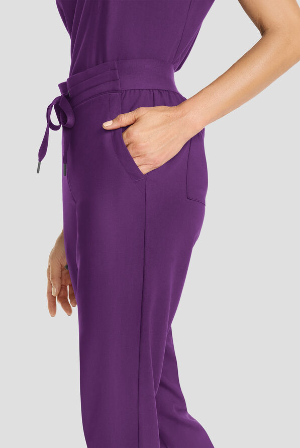 Healing Hands Quest Women's 5-Pocket STRETCH Drawstring Jogger Scrub Pant - Eggplant - 2