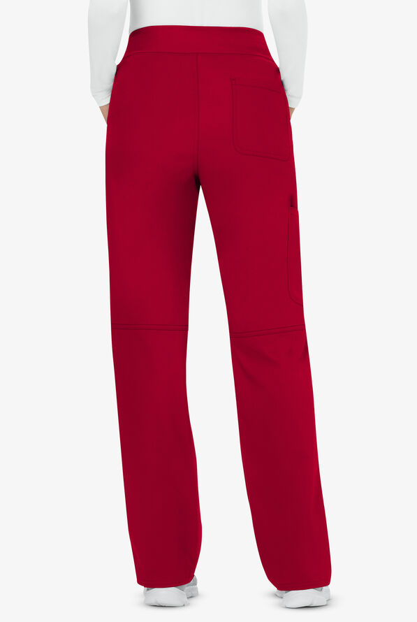 Cherokee Workwear Revolution Women's 4-Pocket STRETCH Pull-On Cargo Scrub Pants - Tall - Red - 3