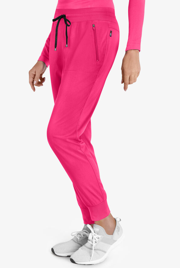 Grey's Anatomy by Barco Spandex STRETCH Eden Women's 5-Pocket Cargo Jogger Scrub Pants - Petite - Vibrance Pink - 3