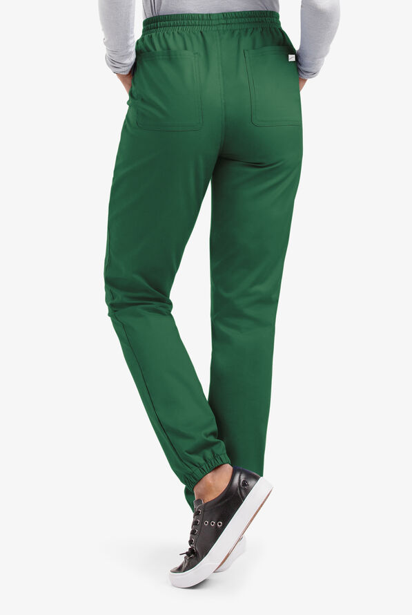 Butter-Soft STRETCH Women's 5-Pocket Jogger Scrub Pants - Petite - Hunter - 2