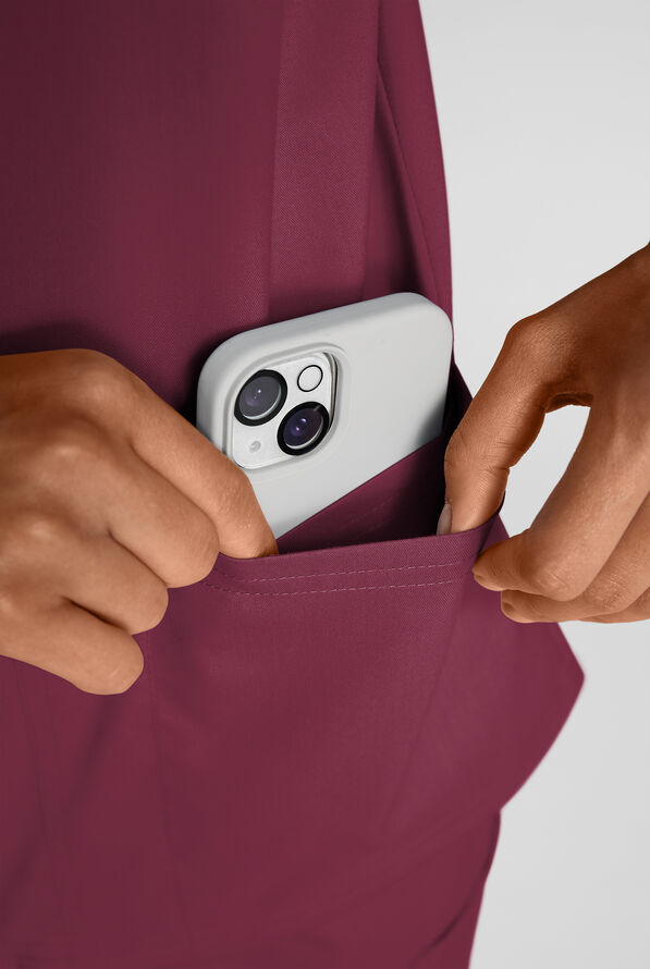 Butter-Soft STRETCH FLXTEK+ Women's 4-Pocket V-Neck Scrub Top - Wine - 5