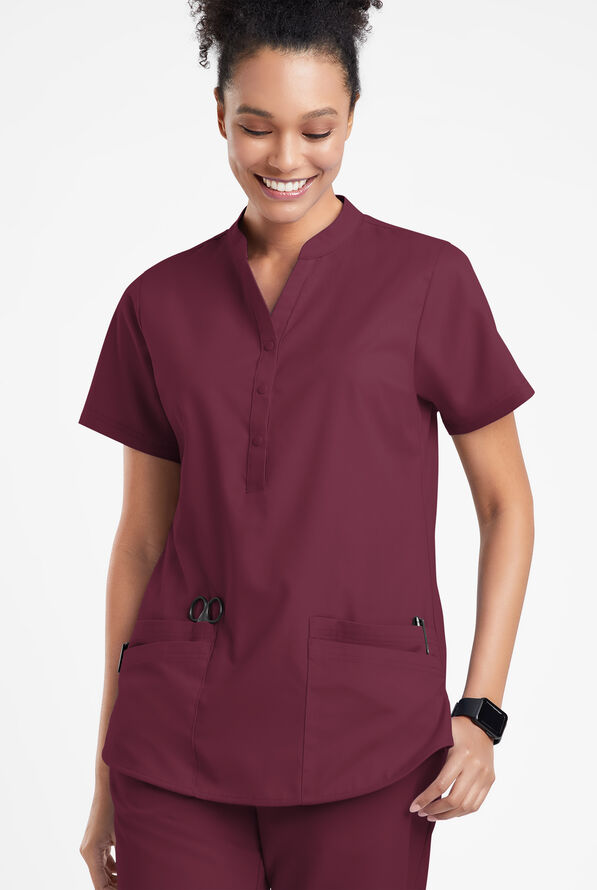 Butter-Soft Originals Women's 6-Pocket Mandarin Collar Scrub Top ...