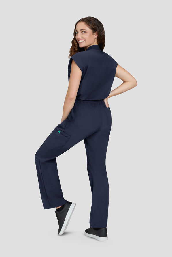 koi Solis Anja Women's 9-Pocket STRETCH Zip Front Dolman Sleeve Scrub Jumpsuit - Navy - 4