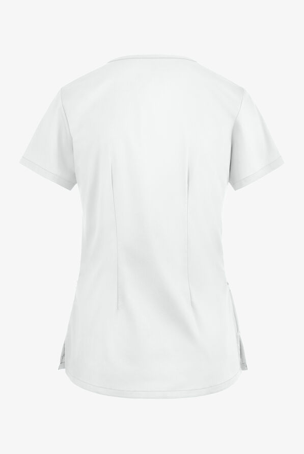 Blusa m&eacute;dica UA Butter-Soft STRETCH con cremallera en el cuello curvo y 4 bolsillos para mujer - White - 4