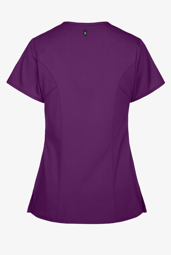 Grey's Anatomy by Barco Spandex STRETCH Kim Women's 3-Pocket Mock Wrap Scrub Top - Eggplant - 3