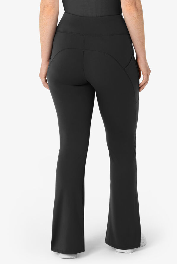 Wink Renew Knit Women's 5-Pocket STRETCH Yoga Waist Flare Leg Scrub Pants - Black - 2