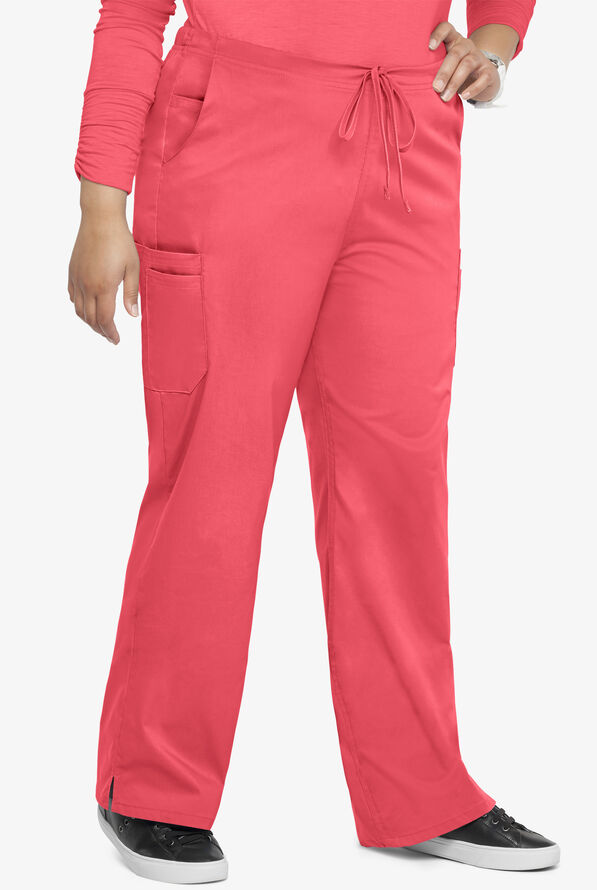 Pantal&oacute;n m&eacute;dico UA Butter-Soft STRETCH petite con cord&oacute;n ajustable y 9 bolsillos para mujer - Coral Spice - 3