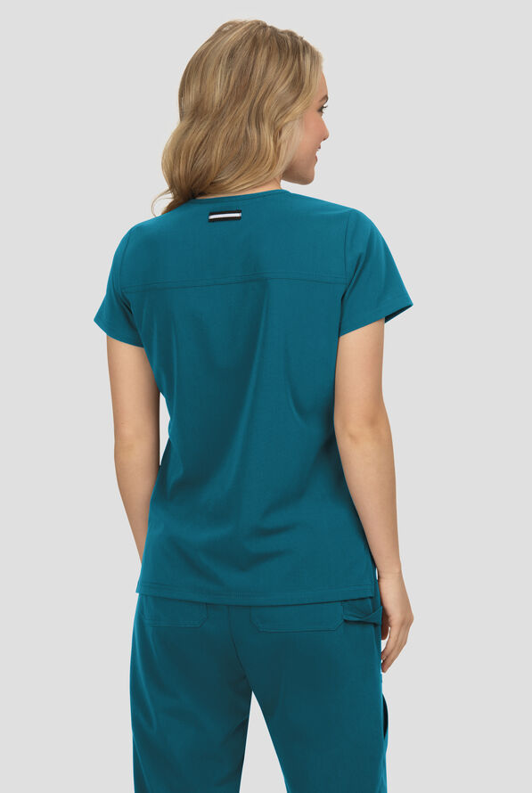 Blusa m&eacute;dica Koi Next Gen Hustle and Hear con cuello en V y 3 bolsillos para mujer - Caribbean Blue - 4