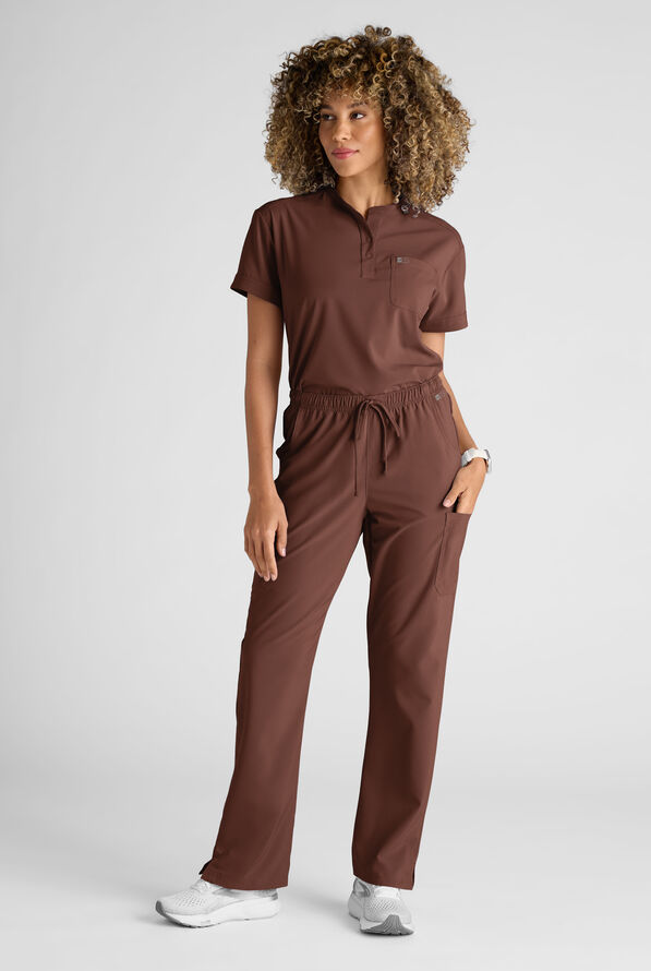 Easy STRETCH Eden Women's 4-Pocket Drawstring Scrub Pants - Double Espresso - 8