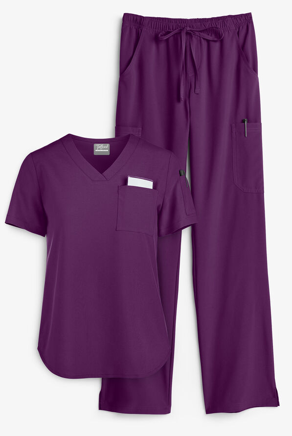 Conjunto de uniforme m&eacute;dico Tafford Active Stretch con 7 bolsillos para mujer - Eggplant - 1