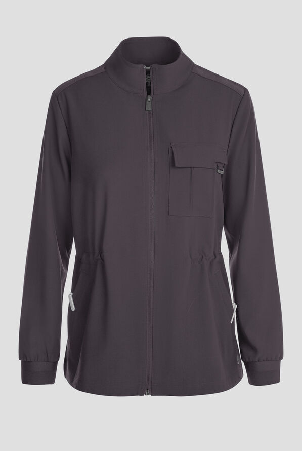 Healing Hands Quest Women's 4-Pocket STRETCH Zip Front Utility Scrub Jacket - Pewter - 1