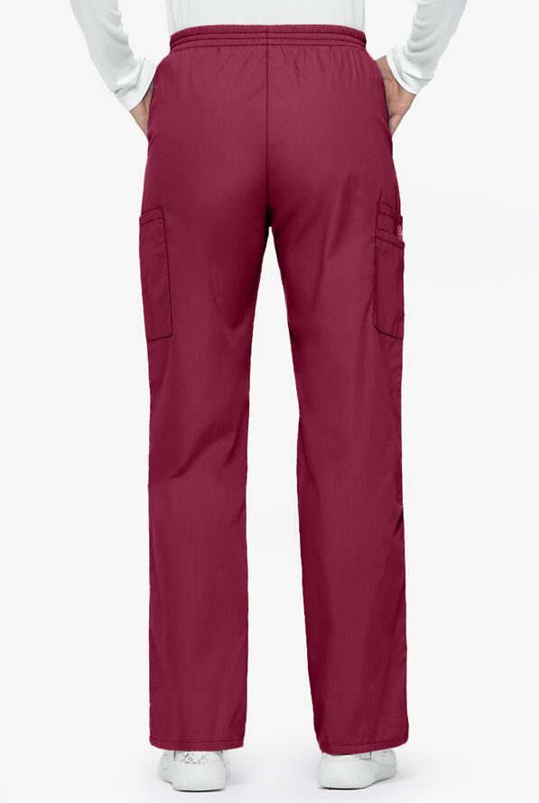 Dickies EDS Signature Women's 6-Pocket Classic Fit Pull-On Scrub Pants - Petite - Wine - 2