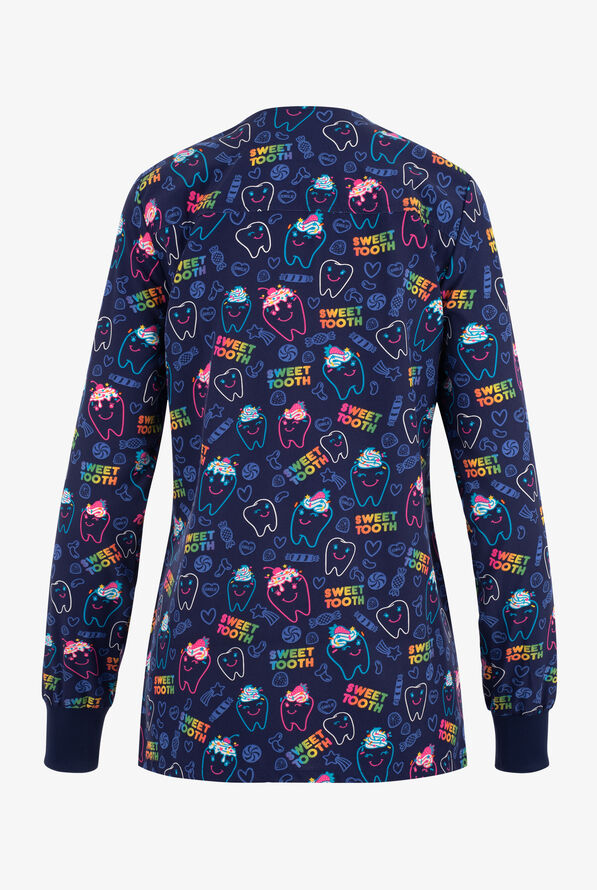 Chaqueta médica Cherokee Genuine Sweet Tooth Dental STRETCH con cuello redondo y 2 bolsillos para mujer - null - 2