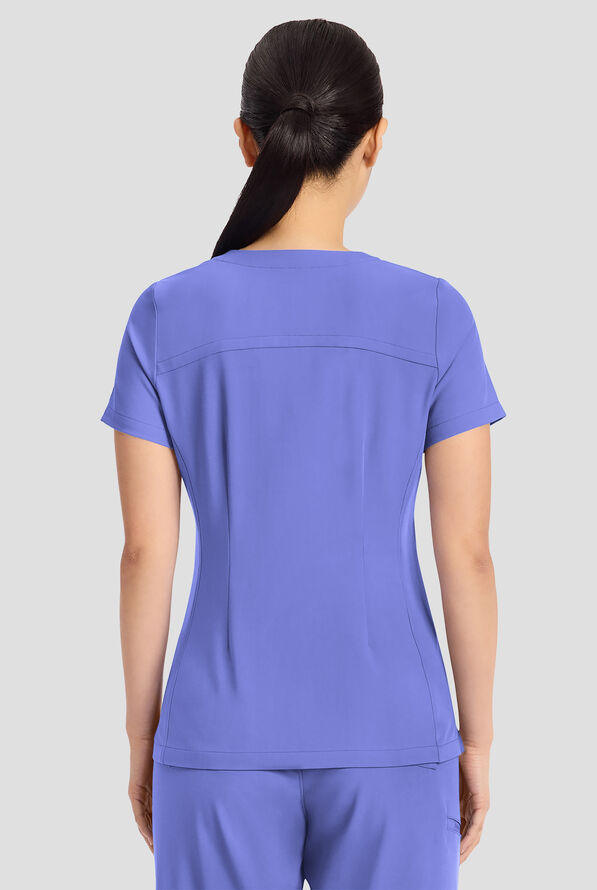 Blusa m&eacute;dica Healing Hands Quest Briana STRETCH con 3 bolsillos y cuello en Y para mujer - Ceil Blue - 4