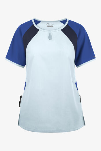 Butter-Soft Originals Women's 3-Pocket Keyhole Neck Tri-Colorblock Scrub Top