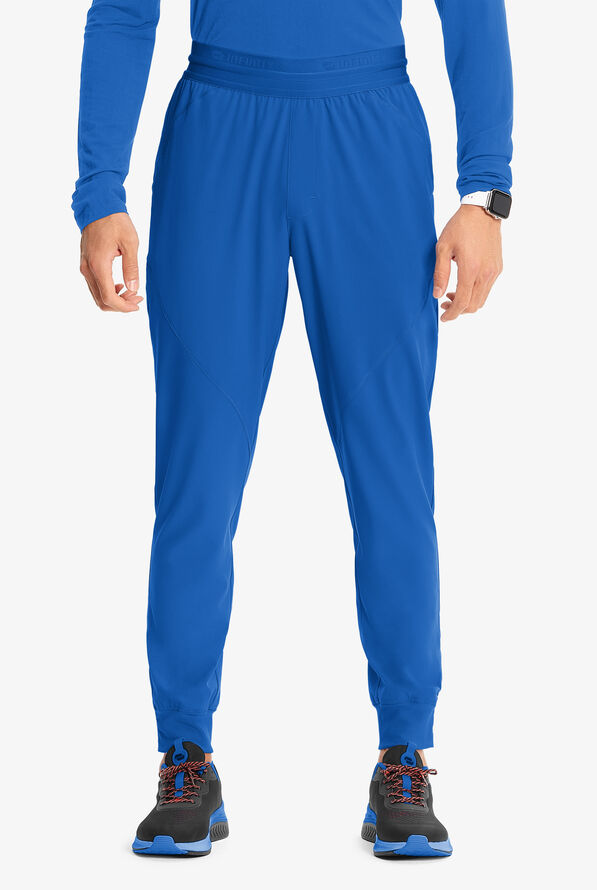 Infinity GNR8 Men's 4-Pocket STRETCH Internal Drawstring Zipper Ankle Vent Cargo Jogger Scrub Pants - Royal/Vivid Orange - 1