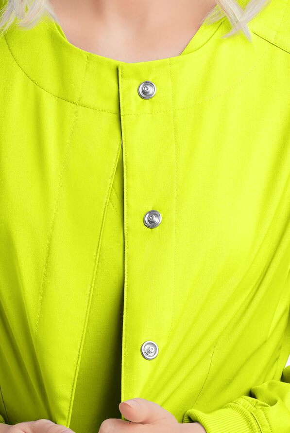 Butter-Soft STRETCH Women's 2-Pocket Long Sleeve Snap Front Scrub Jacket - Lime Crush - 3