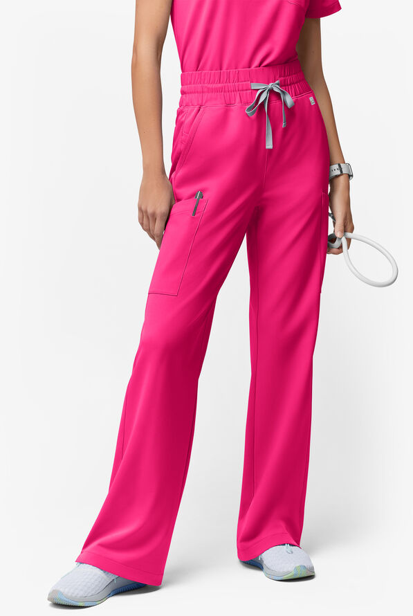 Pantalón médico ReSurge de tiro alto con piernas anchas para mujer - Reactive Pink - 1