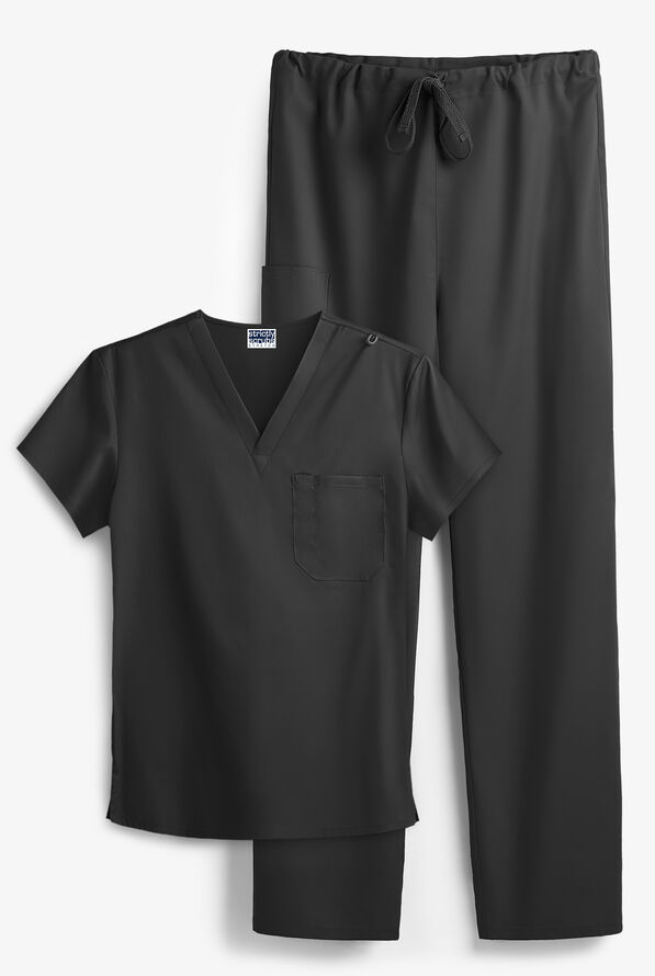 Strictly Scrubs STRETCH Unisex 3-Pocket Scrub Set - Black - 1
