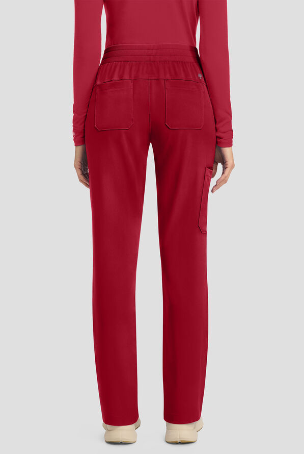 HH Works by Healing Hands Women's 5-Pocket STRETCH Straight Leg Drawstring Cargo Scrub Pants - Red - 4