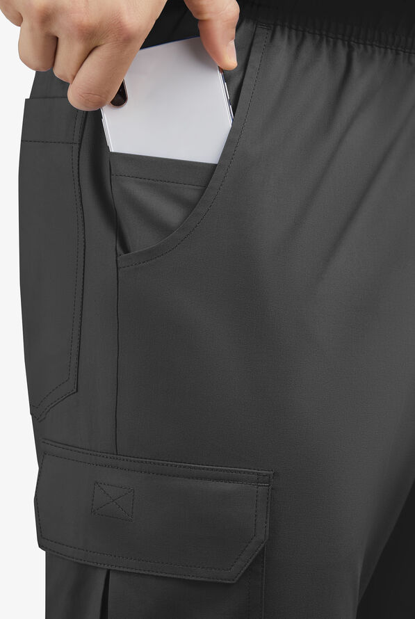 Butter-Soft STRETCH Men's 7-Pocket Cargo Jogger Scrub Pants - Black - 3