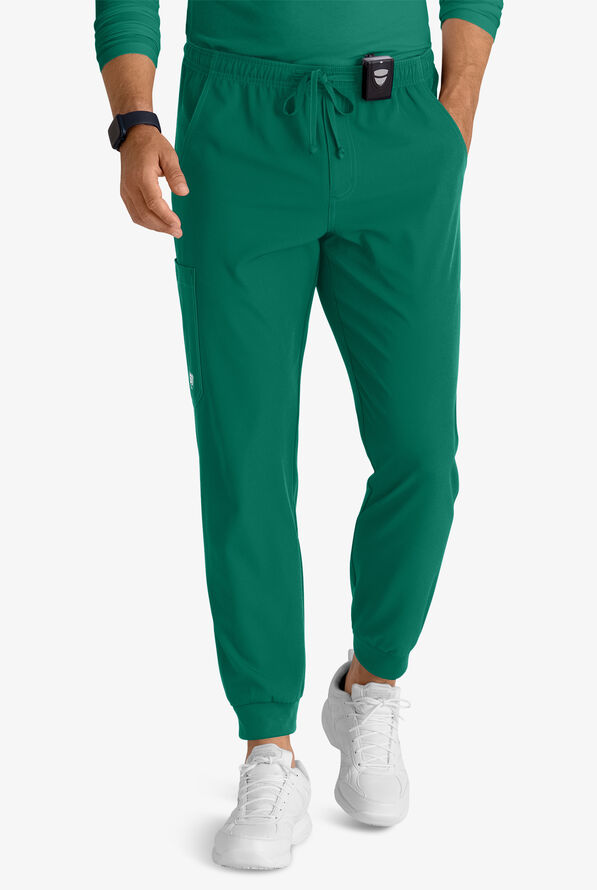 Skechers by Barco Structure Men's 3-Pocket STRETCH Cargo Jogger Scrub Pants - Hunter - 1