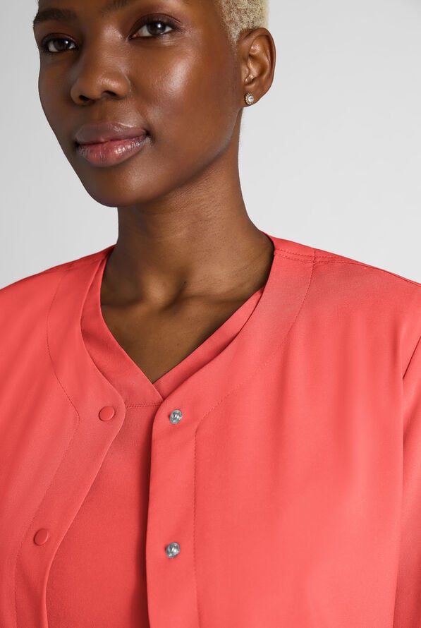 Chaqueta m&eacute;dica Easy STRETCH con botones a presi&oacute;n y 3 bolsillos para mujer - Spiced Coral - 5