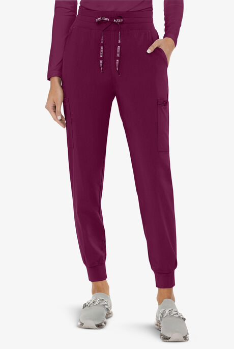 Med Couture Touch Women's 6-Pocket STRETCH High Waisted Double Cargo Jogger Scrub Pants