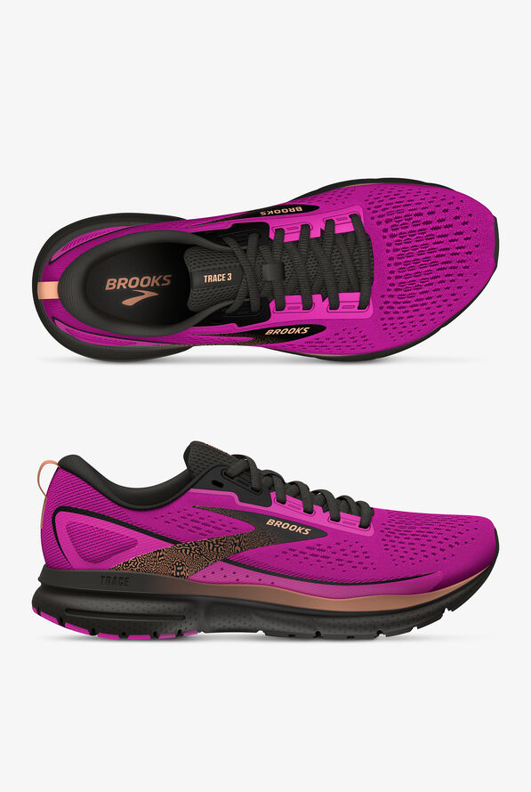 Brooks Women's Trace 3 Pink Glo/Black/Orange Athletic Lace Up