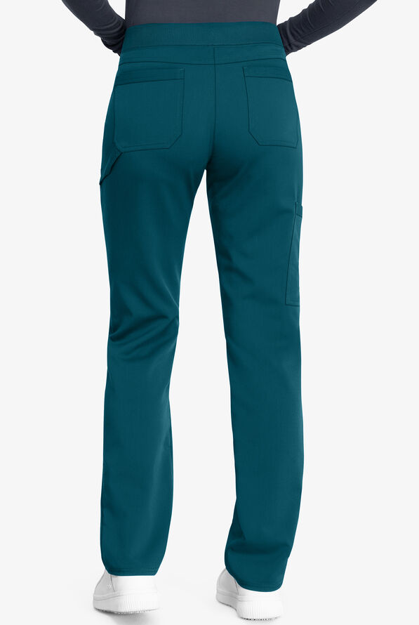 Dickies Balance Women's 6-Pocket STRETCH Knit Elastic Waist Pull-On Scrub Pants - Caribbean Blue - 2