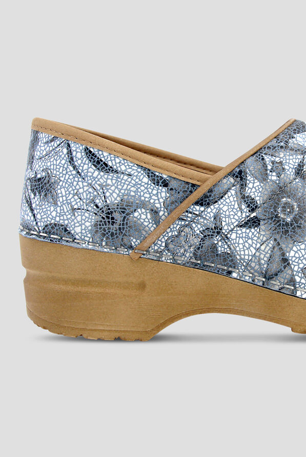 Sanita Women's Professional Plume Printed Leather Blue Clogs - null - 4