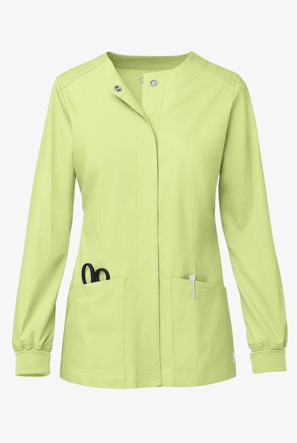Butter-Soft STRETCH Women's 2-Pocket Long Sleeve Snap Front Scrub Jacket - Cool Matcha - 1