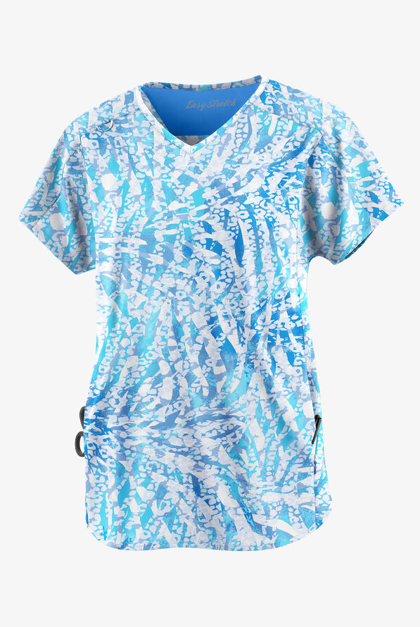 Easy STRETCH Spirit Animal Women's 2-Pocket Dolman Sleeve V-Neck Print Scrub Top - null - 1
