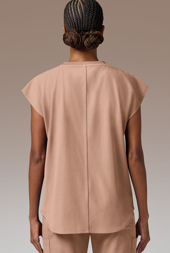 Blusa m&eacute;dica Hypothesis DM Crew de corte holgado con mangas dolm&aacute;n y 2 bolsillos para mujer - Terra - 3