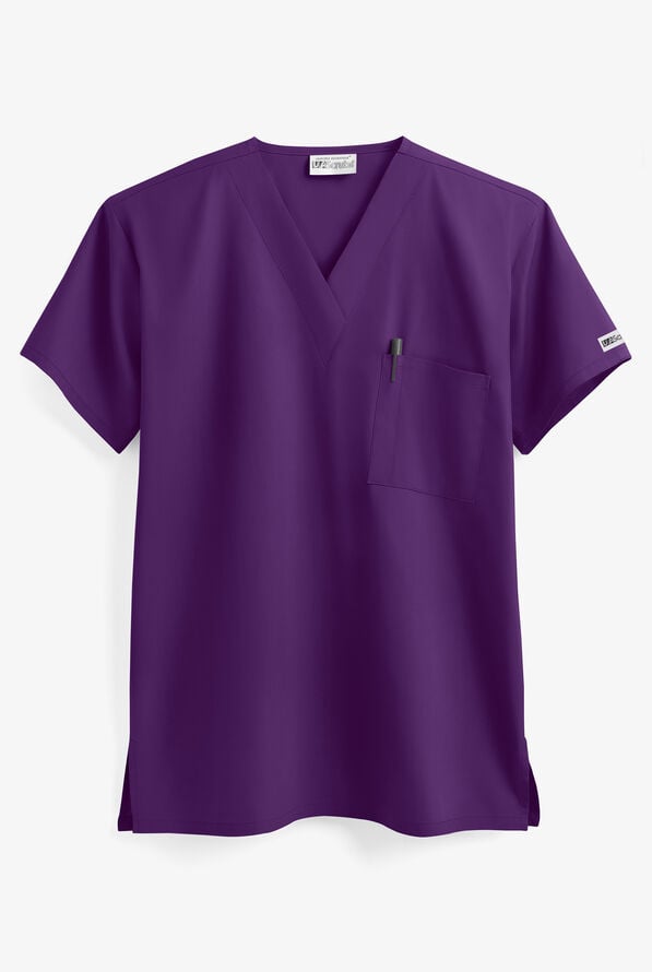 UA Best Buy Scrubs Unisex 1-Pocket V-Neck Top - Eggplant - 1