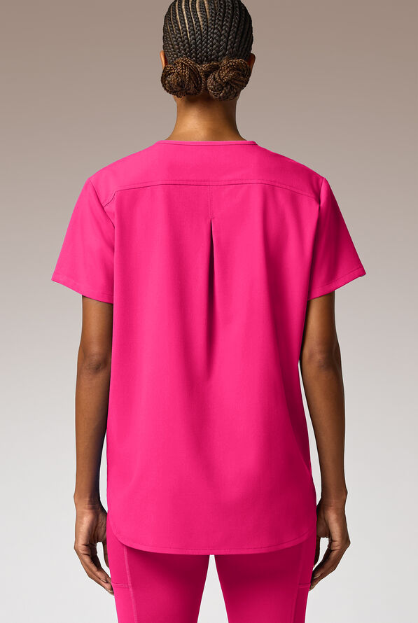 Hypothesis Beta V-Shell Women's 2-Pocket Relaxed Fit Tunic Scrub Top - Reactive Pink - 5