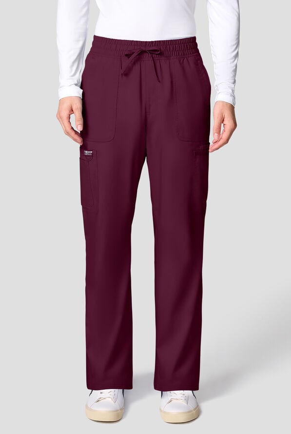 Pantal&oacute;n m&eacute;dico Cherokee Workwear Revolution STRETCH con piernas rectas y 12 bolsillos para hombre - Wine - 1