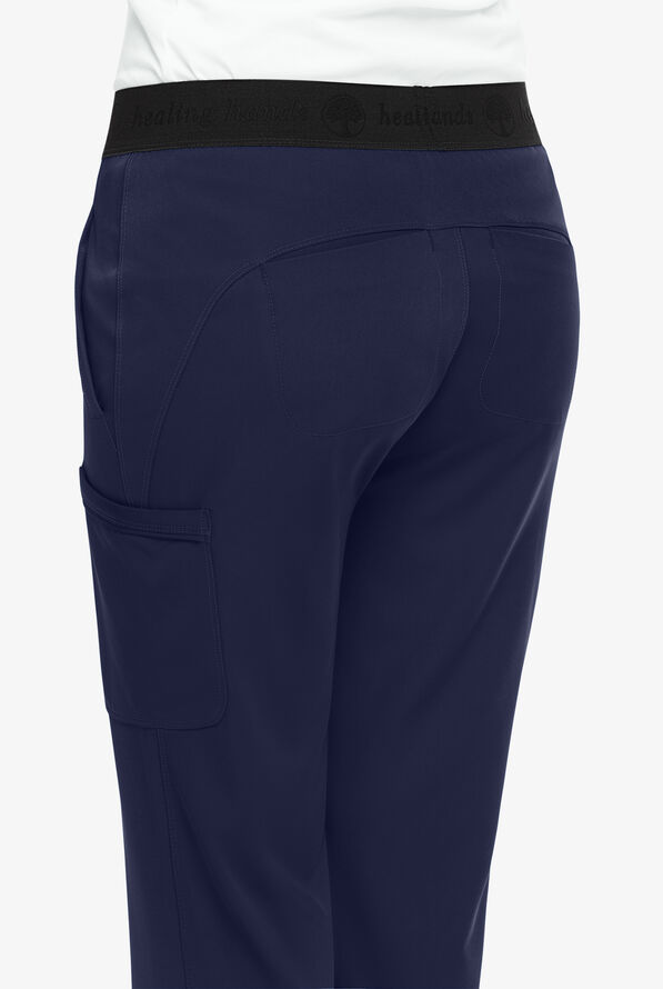 HH Works by Healing Hands Rachel Women's 7-Pocket STRETCH Elastic Waist Scrub Pants - Petite - Navy - 3