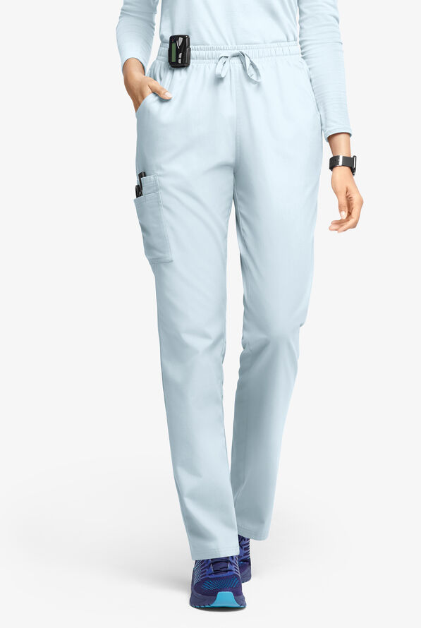 Pantalón médico Butter-Soft Originals de tiro natural estilo cargo con piernas rectas y 8 bolsillos para mujer - Morning Dew - 1