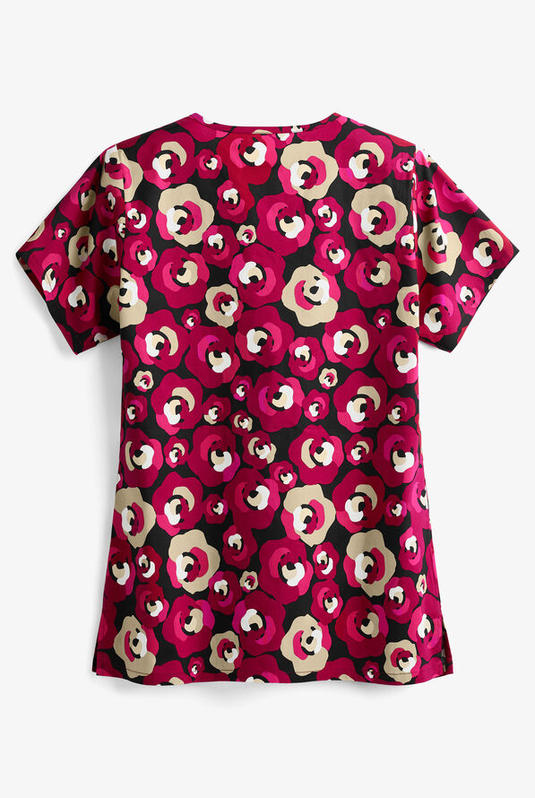 Tasha & Me Midflor Women's 2-Pocket V-Neck Print Scrub Top - null - 2