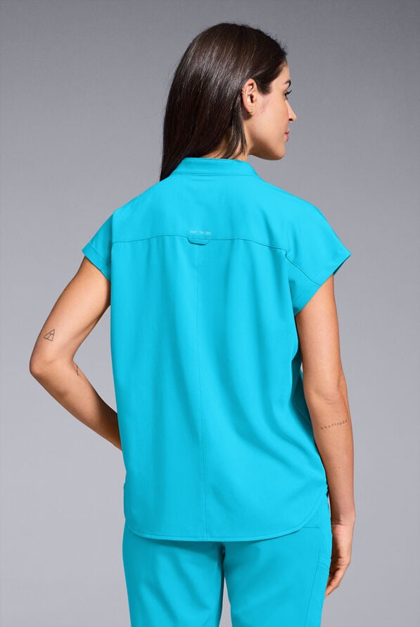 Hypothesis Women's Meta Oversized Dolman Sleeve Scrub Top - Turquoise - 3