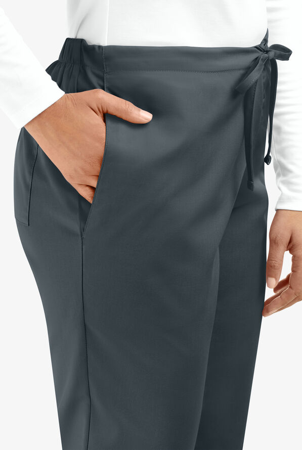 Cherokee Workwear Women's 3-Pocket Flare Leg Drawstring Scrub Pants - Tall - Pewter - 3