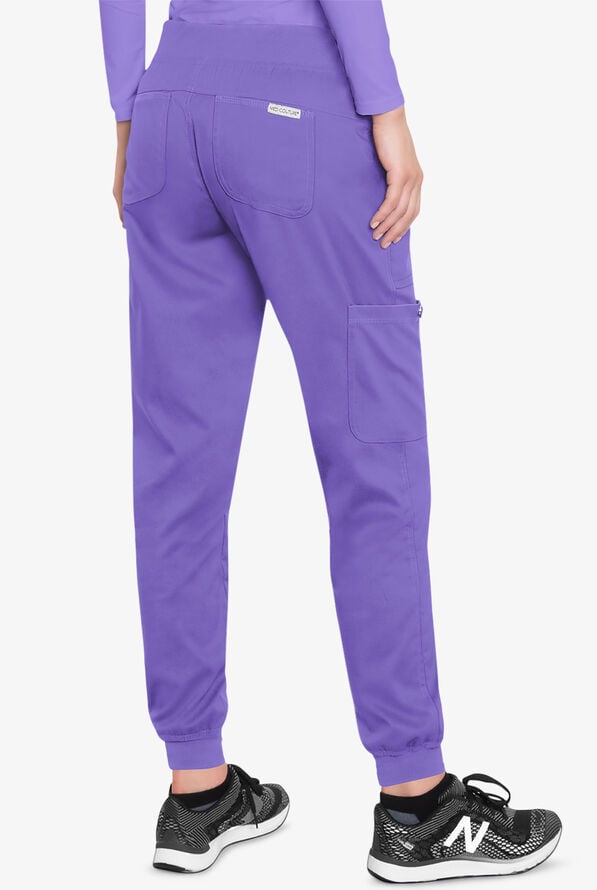 Med Couture Touch Women's 5-Pocket STRETCH Cargo Yoga Jogger Scrub Pants - Electric Lavender - 2