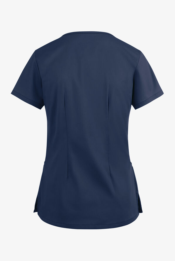 Blusa m&eacute;dica UA Butter-Soft STRETCH con cremallera en el cuello curvo y 4 bolsillos para mujer - Navy - 4