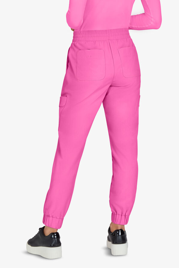Planet koi Terra Women's 6-Pocket STRETCH Drawstring Waist Cargo Jogger Scrub Pants - Strawberry Moon - 3