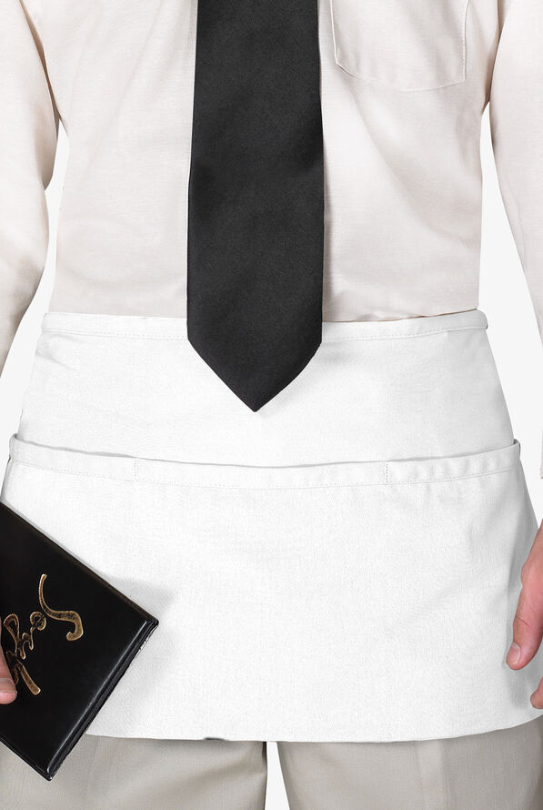 Chef Uniforms Unisex 3-Pocket Front of the House Waist Apron - White - 1