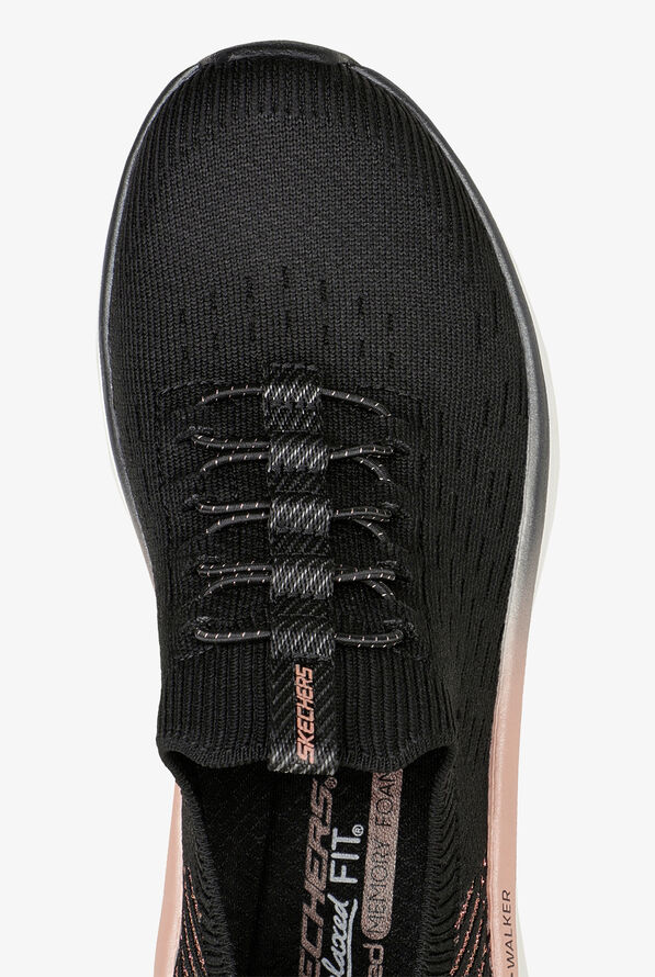 Skechers Sport Women's D'Lux Walker Let It Glow Black Athletic Lace Up Nursing Shoes - Black - 2