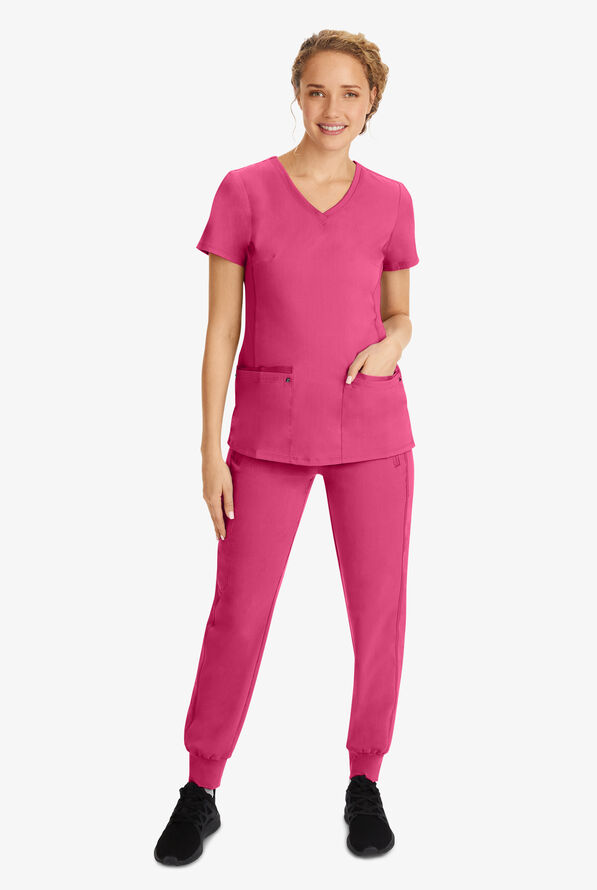 Healing Hands Purple Label Juliet Women's 2-Pocket STRETCH Princess Seam Scrub Top - Shocking Pink - 6